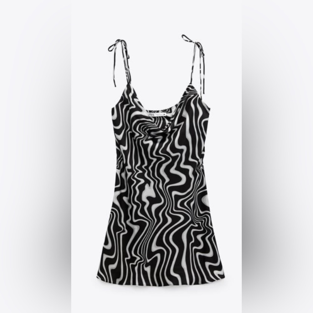Zara black and white mini dress
